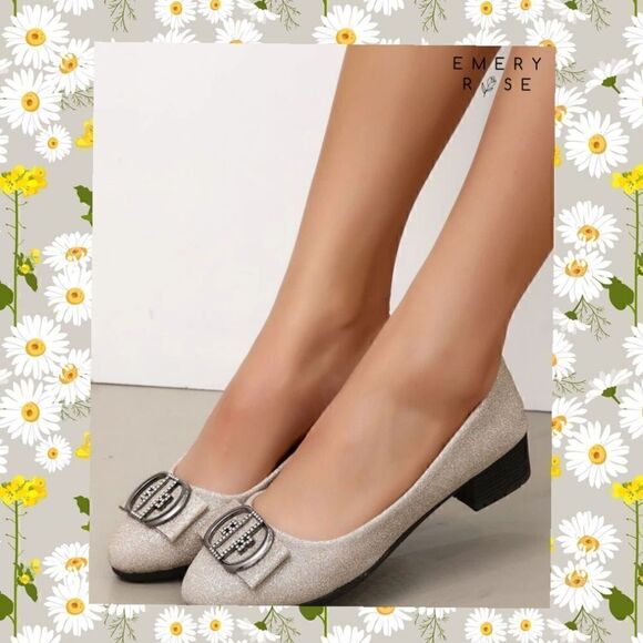 Women's Rhinestone Glitter Pumps with Buckle by Emery Rose 7.5 - Picture 5 of 8